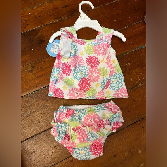 iPlay White Zinnia 2-Piece Tankini Set with Snap Swim Diaper- 6 Months NWT - Picture 7 of 11